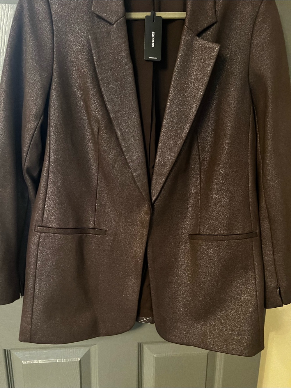 Express Metallic Brown Blazer Jacket - Picture 4 of 12